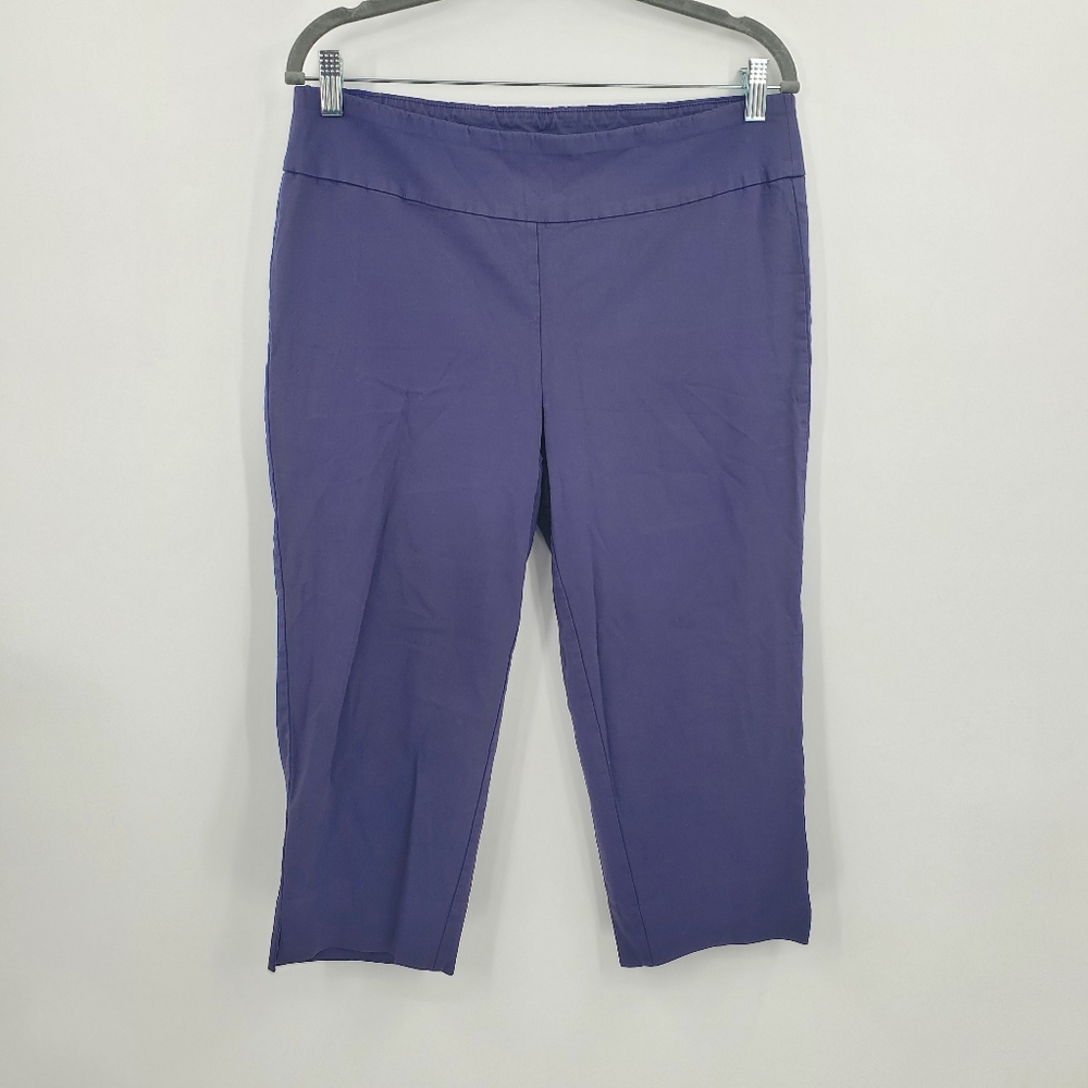 ♧♧ Larry Levine Womens Blue Pull On Capri Pants Size Large